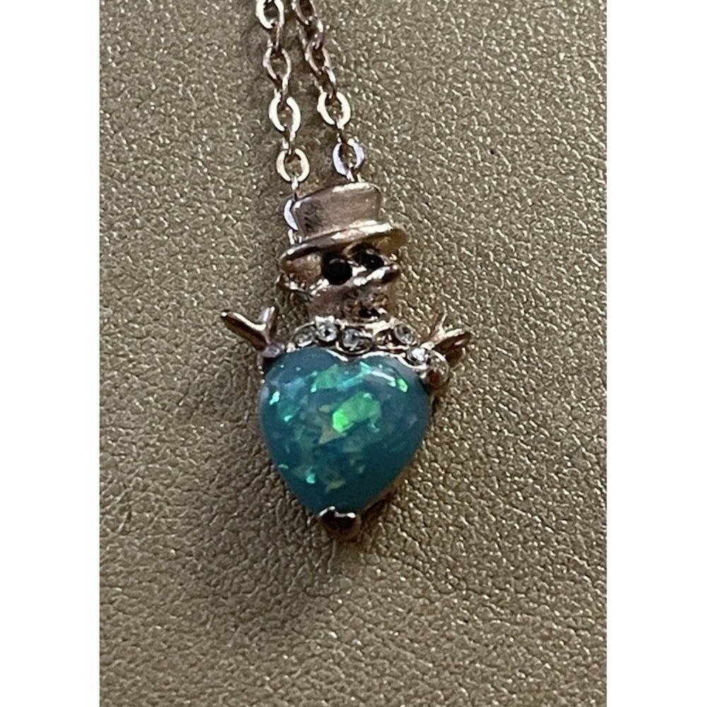 Opal Heart Wing Love Key Snowman Rose Gold Silver Pendant Necklace Free Gift Bag